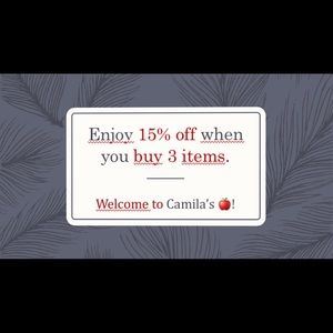 Buy 3 items and get 15% of your purchase!